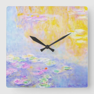 abstract, monet water lilies 7 square wall clock