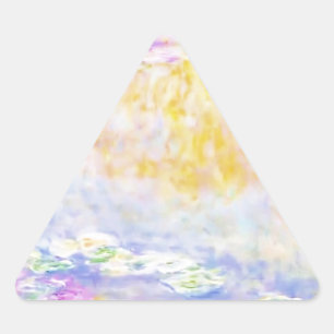 abstract, monet water lilies 7 triangle sticker
