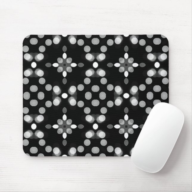 Abstract Monochrome Bokeh Dots Pattern Mouse Mat (With Mouse)
