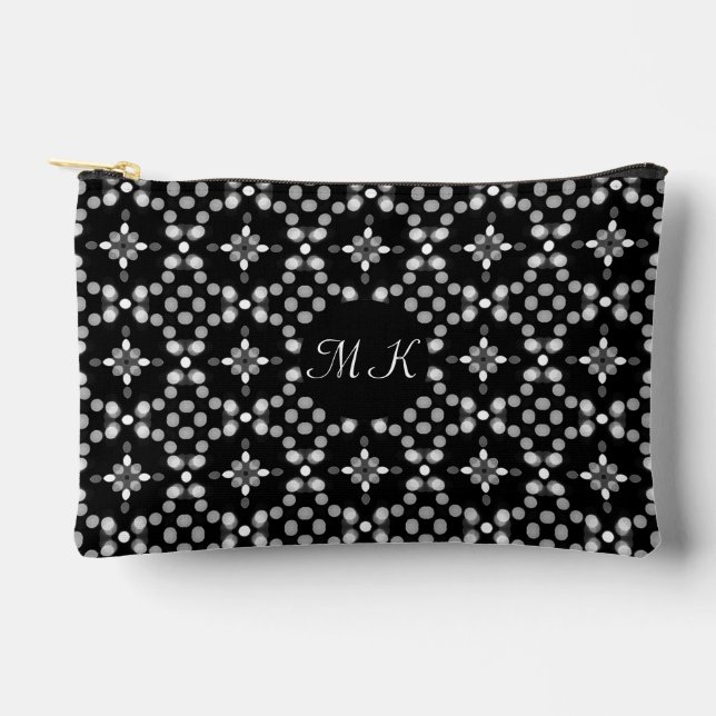 Abstract Monochrome Bokeh Dots Pattern Small Accessory Pouch (Front)