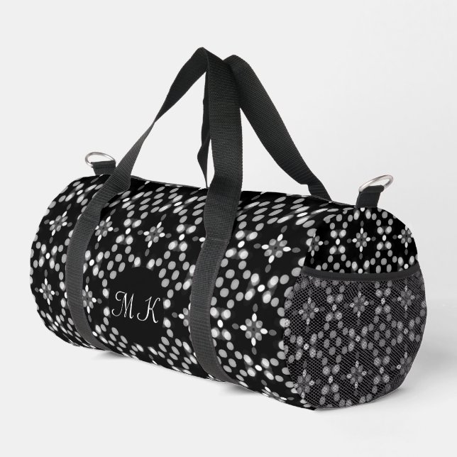 Abstract Monochrome Bokeh Dots Pattern Small Duffle Bag (Right Corner)