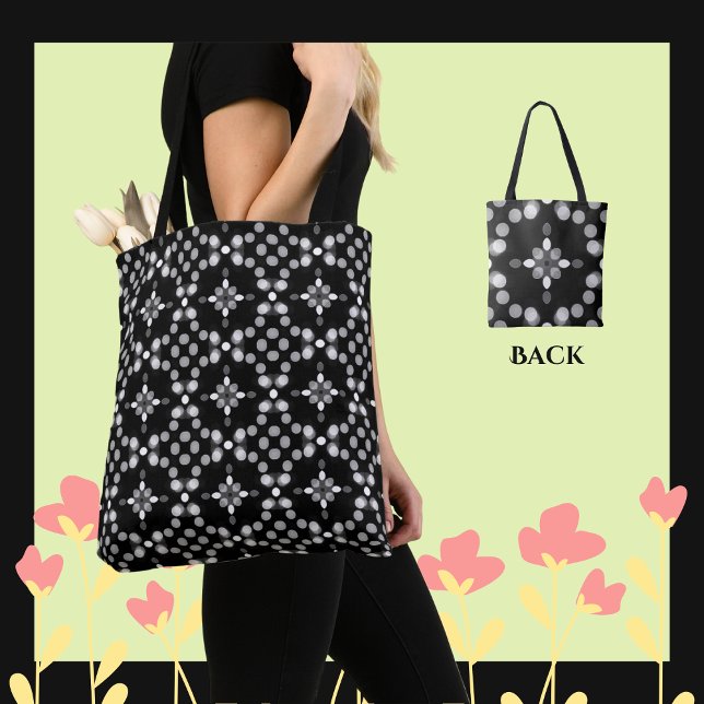 Abstract Monochrome Bokeh Dots Pattern Tote Bag (Creator Uploaded)