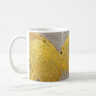 Abstract monochrome colours with gold brushstrokes coffee mug
