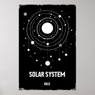 Abstract Monochrome Illustration of the Solar Poster