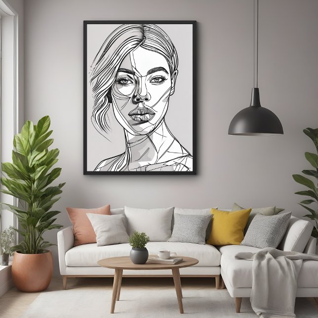 Abstract Monochrome Line Art Portrait Poster (Creator Uploaded)