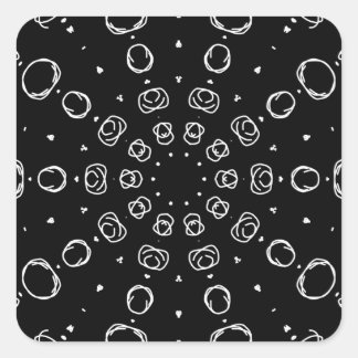 Abstract Monochrome White Mandala Geometric Patter Square Sticker