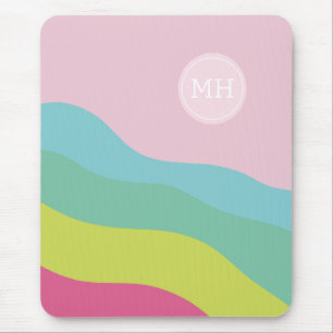 Abstract monogram rainbow trendy colourful  mouse mat
