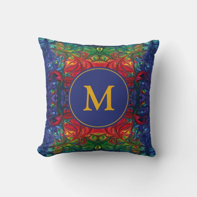 Abstract MONOGRAM Red Blue Green Cushion (Front)