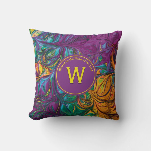 Abstract Monogram Scripture Customised PURPLE Cushion (Front)