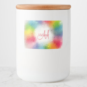 Abstract Monogram Template Colourful Modern Rainbo Food Label