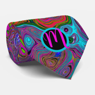 Abstract Monogrammed Colourful Groovy Tie