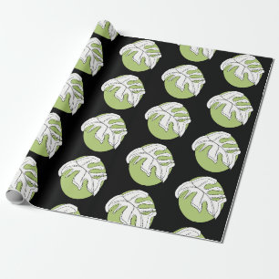 Abstract Monstera Leaf Black Hand Drawn Wrapping Paper