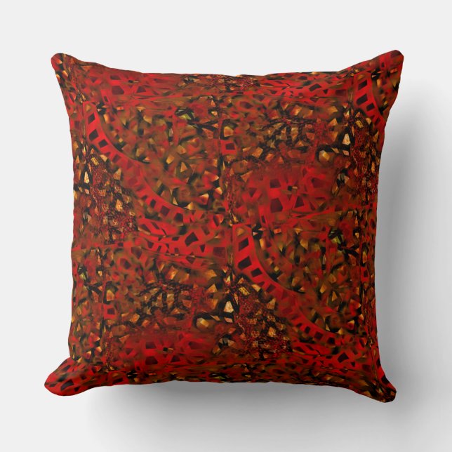 Abstract montage of red rectangular mosaic remains cushion (Front)