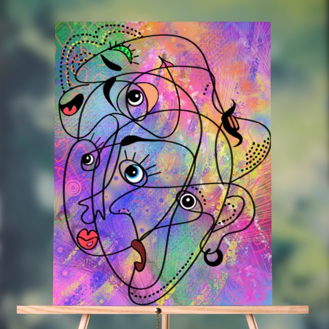 Abstract Mood Faces Art Acrylic Sign (Neutral)