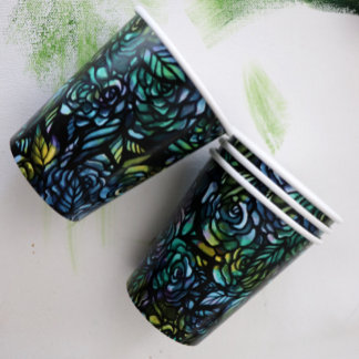 Abstract moody Roses Floral Pattern Rose Garden Paper Cups