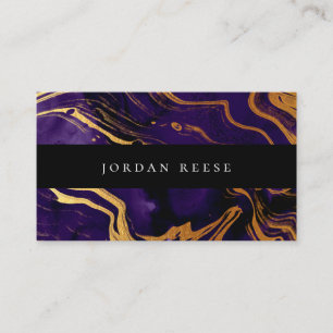 Abstract Moody Violet Gold Metallic Business Card