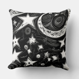 Abstract Moon And Stars Cushion