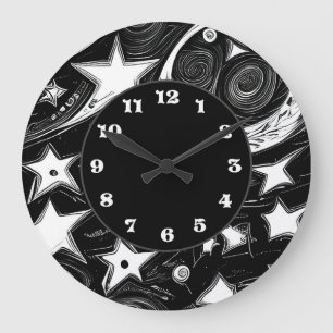 Abstract Moon And Stars Large Clock