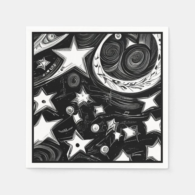Abstract Moon And Stars Napkin (Front)