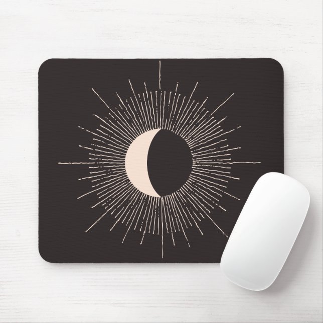 Abstract Moon Burst Eclipse Mouse Mat (With Mouse)