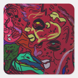 Abstract Moon Galaxy Art Square Stickers