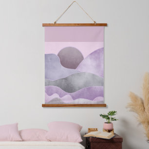 Abstract Moon Mountains Lavender Grey Hanging Tapestry
