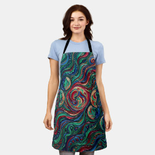 Abstract Moon Phase Cycle Jewel Oil Apron