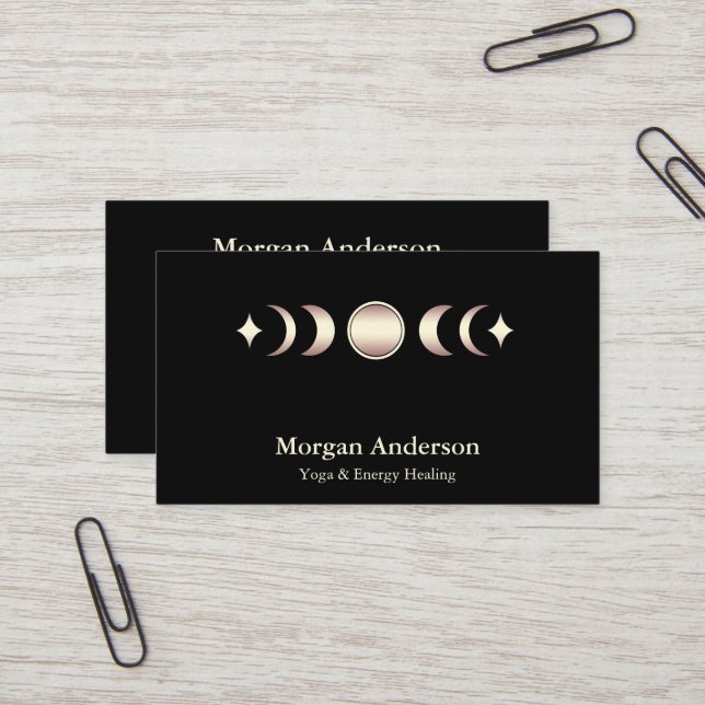Abstract Moon Phase Gold Spiritual Energie Heiler  Business Card (Front/Back In Situ)