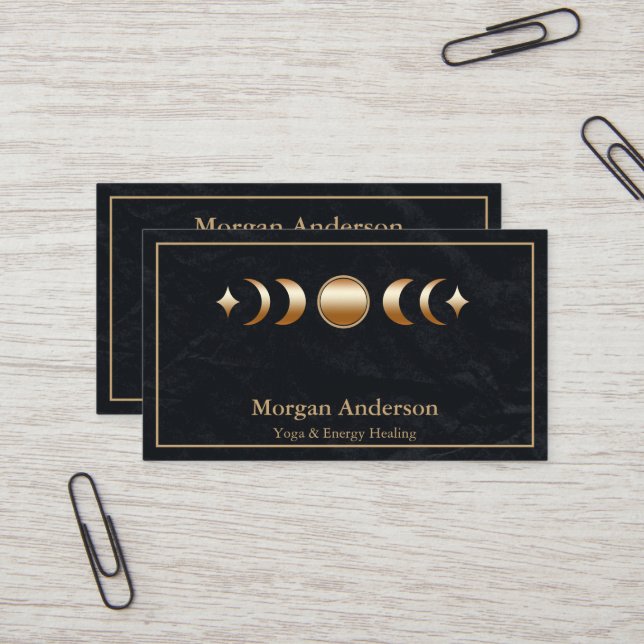 Abstract Moon Phase Gold Spiritual Energie Heiler  Business Card (Front/Back In Situ)
