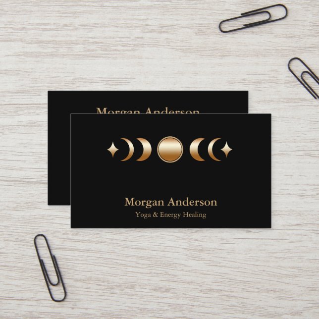 Abstract Moon Phase Gold Spiritual Energie Heiler  Business Card (Front/Back In Situ)
