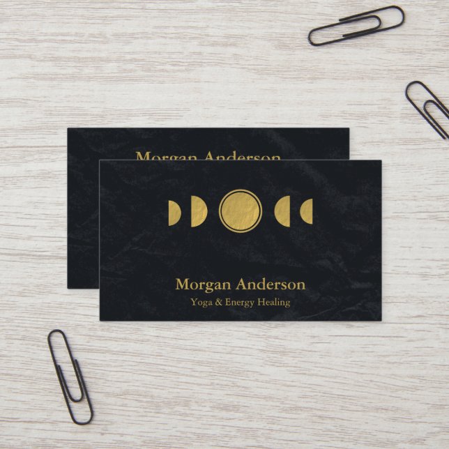 Abstract Moon Phase Gold Spiritual Energie Heiler  Business Card (Front/Back In Situ)
