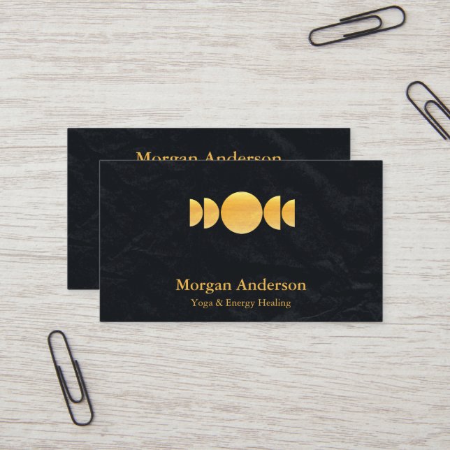 Abstract Moon Phase Gold Spiritual Energie Heiler  Business Card (Front/Back In Situ)