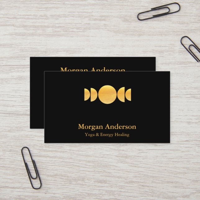 Abstract Moon Phase Gold Spiritual Energie Heiler  Business Card (Front/Back In Situ)