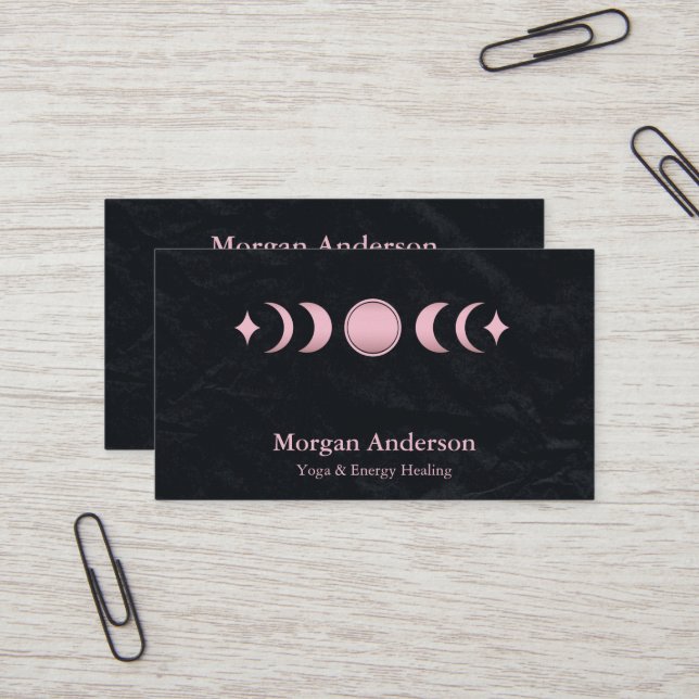 Abstract Moon Phase Gold Spiritual Energie Heiler  Business Card (Front/Back In Situ)