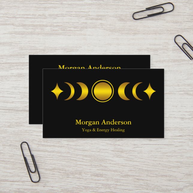 Abstract Moon Phase Gold Spiritual Energie Heiler  Business Card (Front/Back In Situ)