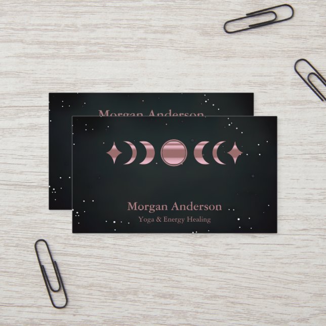 Abstract Moon Phase Gold Spiritual Energie Heiler  Business Card (Front/Back In Situ)