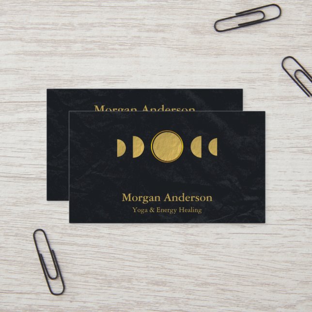 Abstract Moon Phase Gold Spiritual Energie Heiler  Business Card (Front/Back In Situ)