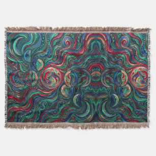 Abstract Moon Phase Jewel Tone Oil Art Blankets