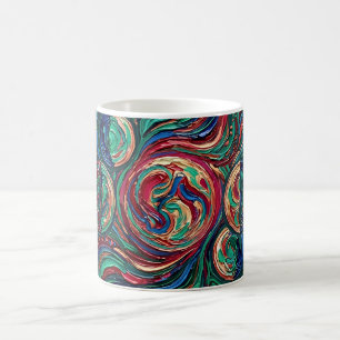 Abstract Moon Phase Jewel Tone Oil Coffee Mug
