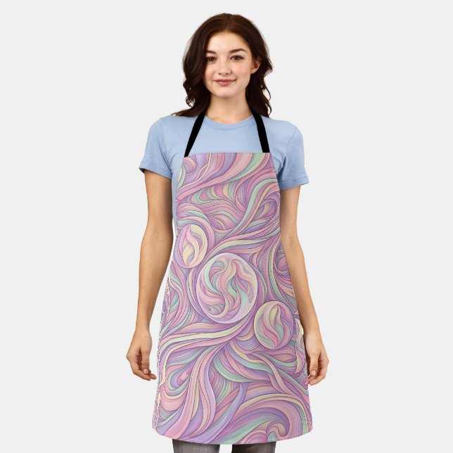 Abstract Moon Phase Pastel Soft Apron (Worn)