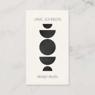 Abstract Moon Phases Geometric Art Black/Ivory Business Card