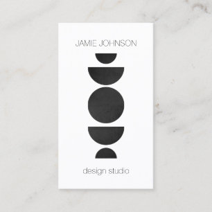 Abstract Moon Phases Geometric Art Black/White Business Card