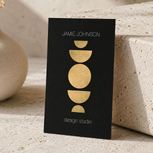 Abstract Moon Phases Geometric Art Gold/Black Business Card