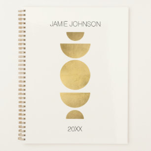 Abstract Moon Phases Geometric Art Gold/Ivory Planner