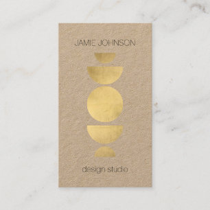 Abstract Moon Phases Geometric Art Gold/Kraft Business Card