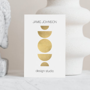 Abstract Moon Phases Geometric Art Gold/White Business Card