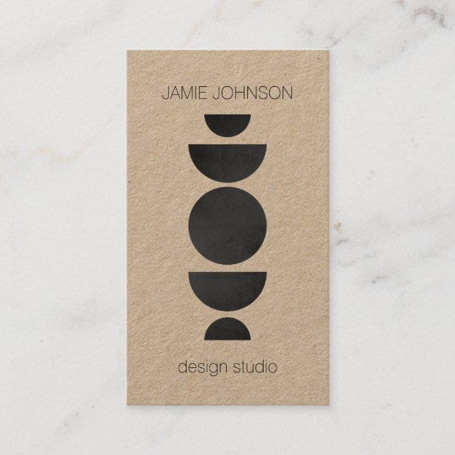 Abstract Moon Phases Geometric Art Kraft Business Card (Front)