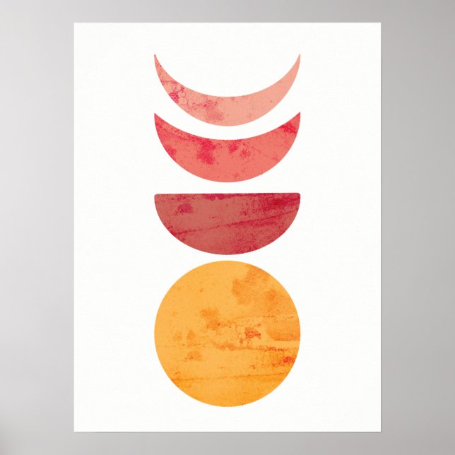 Abstract Moon Phases warm colors poster print (Front)
