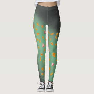 Abstract moonlight autumn leaves roses leggings