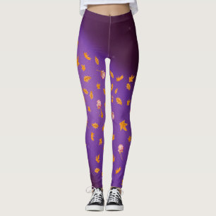 Abstract moonlight autumn leaves roses  leggings